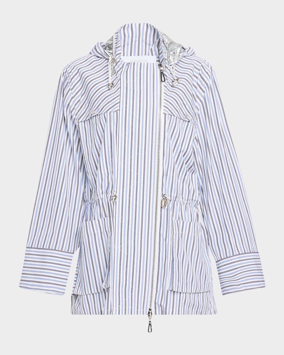 Striped Cotton Hooded Zip Jacket